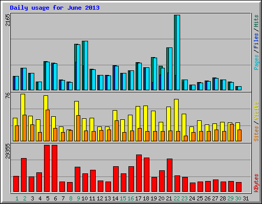 Daily usage for June 2013