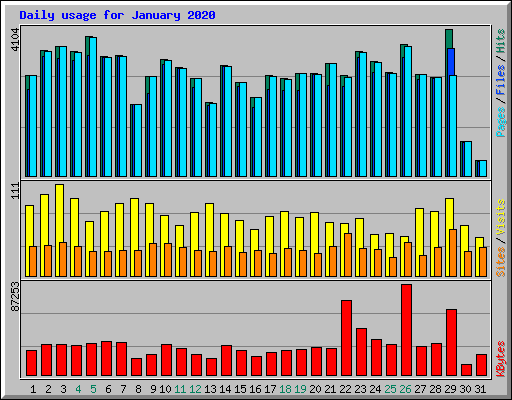 Daily usage for January 2020