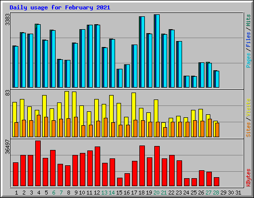Daily usage for February 2021