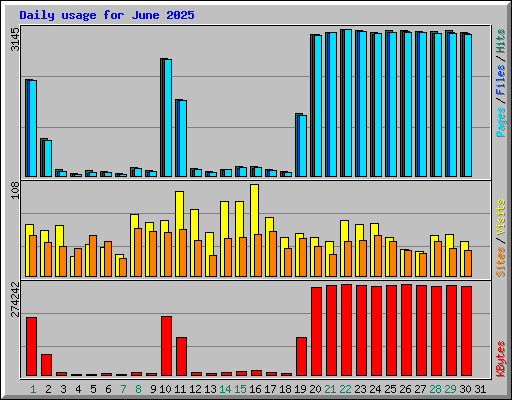 Daily usage for June 2025