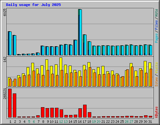 Daily usage for July 2025