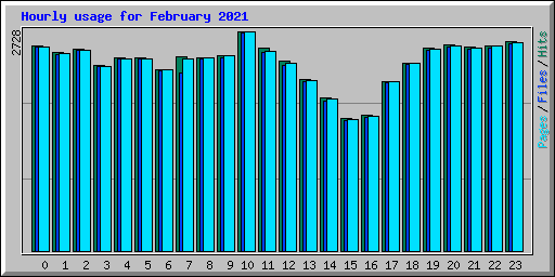 Hourly usage for February 2021